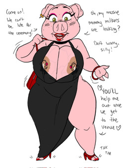 anthro areola asking asking_viewer bangle barbell_piercing big_areola big_breasts big_nipples big_nose biped black_clothing black_dress black_eyebrows black_text blush blush_lines bodily_fluids breasts brown_areola brown_nipples clothed clothed_anthro clothed_female clothing dialogue dress ear_piercing ear_ring eyebrows eyelashes eyeshadow female female_anthro fingers floppy_ears footwear front_view fur glistening glistening_eyes green_eyes heart_after_text heart_symbol high_heels holding_object holding_purse huge_breasts ineffective_clothing iris jewelry lactating lactating_through_clothing lips lipstick long_eyelashes looking_at_viewer makeup mature_anthro mature_female motion_lines motion_outline nipple_piercing nipple_slip nipples open_mouth open_smile piercing pink_body pink_breasts pink_ears pink_eyeshadow pink_fur pink_nose pink_tongue plantigrade pupils purse question red_bangle red_clothing red_footwear red_high_heels red_jewelry red_lipstick ring_piercing shoes simple_background smile smiling_at_viewer solo standing talking_to_viewer teeth text thick_bottom_lip thick_thighs toeless_footwear tongue vein veiny_breasts wet wet_clothing white_background white_heart seanmalikdesigns illumination_entertainment sing_(movie) rosita_(sing) domestic_pig mammal suid suine sus_(pig) 2023 digital_drawing_(artwork) digital_media_(artwork) english_text full-length_portrait hi_res portrait