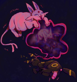 ambiguous_gender buttplug dream dreaming_about_sex eating_dream female female/ambiguous feral forehead_gem forked_tail gem genitals overweight penetration plug_(sex_toy) pokemon_move sex_toy sleeping tail unusual_anatomy unusual_tail vaginal vaginal_penetration vulva 2ri nintendo pokemon eeveelution espeon generation_2_pokemon pokemon_(species) umbreon absurd_res hi_res