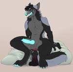 anal anal_masturbation anal_penetration animal_dildo animal_genitalia animal_penis animal_sex_toy anthro bean_bag big_dildo black_body black_fur blue_nose blue_penis blue_tongue canine_genitalia canine_penis crouching digitigrade dildo dildo_in_ass dildo_insertion dildo_sitting equine_dildo erection eyes_closed fluffy fluffy_tail fur fur_markings genitals grey_body grey_fur holding_dildo holding_object holding_sex_toy leaning leaning_backward looking_pleasured male markings masturbation navel object_in_ass open_mouth pawpads penetration penis sex_toy sex_toy_in_ass sex_toy_insertion simple_background solo spots spotted_body spotted_fur tail tongue kittbites caelus canid canine canis mammal wolf hi_res watermark