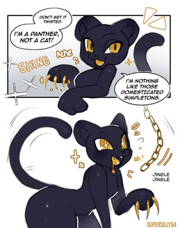 :3 ambiguous_gender anthro bodily_fluids chain claws dialogue drooling eyebrows fangs looking_at_viewer open_mouth open_smile saliva smile solo sound_effects speech_bubble star_eyes tail teeth text thick_thighs yellow_eyes supersilly64 felid mammal pantherine 2026 artist_name comic english_text hi_res