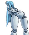 ball_jointed_doll ball_joints bent_over_with_legs_held_straight bjd blank_expression blue_hair breasts butt doll empty_eyes female grey_body hair long_hair not_furry null presenting presenting_hindquarters solo bluescr33m humanoid 5:6 hi_res