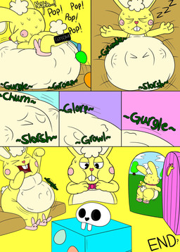 abdominal_bulge appliance basket bed belly big_belly big_butt big_cheeks blue_background bodily_fluids bone bow_(feature) bow_tie buckteeth bunny_slippers butt churn cloud color_coded_text colored_egg container death digestion door easter_egg egg eyes_closed face_imprint fridge furniture glorp green_text head_tuft holidays imprint kitchen_appliance long_ears lying narrowed_eyes obese on_back on_bed on_front open_mouth overweight oviposition pac-man_eyes pink_background plant pop_(sound_effect) prey_imprint purple_background rosy_cheeks rumbling_stomach scut_tail short_tail simple_background skull sleeping slosh sound_effects sweat tail teeth text the_end tooth_gap tree tuft vowelless vowelless_sound_effect yawn yellow_background yellow_body yellow_text zzz nikko-kai-cutie third-party_edit easter happy_tree_friends cuddles_(htf) easter_bunny toothy_(htf) beaver lagomorph leporid mammal rabbit rodent 2020 2022 censored color_edit colored comic end_page hi_res