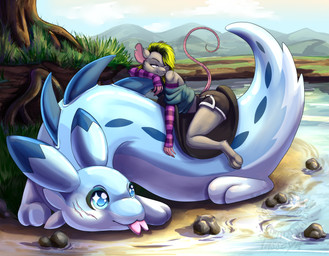 3_toes 4_toes ambiguous_gender anthro athletic_wear back_spikes big_butt blue_body blue_eyes blue_fur blue_markings bottomwear butt cheek_tuft chest_markings clothed clothing countershading curled_up dipstick_ears duo ear_markings eyebrows eyelashes facial_scar facial_tuft featureless_hands feet feral fingerless_gloves forked_tongue fur glistening glistening_eyes gloves grass green_hair grey_body grey_fur gym_bottomwear gym_shorts hair handwear happy iroquois kemono looking_at_another looking_pleasured male male/male markings mountain multicolored_body multicolored_ears multicolored_fur nails narrowed_eyes nature nature_background no_shoes partially_clothed pink_clothing pink_eyes pink_fingerless_gloves pink_fingers pink_gloves pink_handwear pink_nose pink_tail plant rat_tail rock saddle sand scar seductive shirt shorts spikes spikes_(anatomy) t-shirt tail tail_tuft text thick_thighs toes tongue tongue_out topwear torn_ear tree tuft water white_body white_fur tasseya palworld pocketpair kris_(tasseya) chillet mammal murid murine pal_(species) rat rodent 2026 absurd_res commissioner_name digital_drawing_(artwork) digital_media_(artwork) hi_res signature url watermark