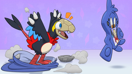 after_transformation air_puff ambiguous_gender beak belly black_body black_feathers blue_body blue_eyes blue_feathers camera claws clothes_on_floor duo eyebrows feathers feral floating fossil gradient_background head_tuft looking_at_another looking_at_self multicolored_body open_beak open_mouth orange_eyes pokedex red_body red_feathers screen simple_background tail tail_feathers toe_claws tuft white_belly crizbn nintendo pokemon chris_(crizbn) archen fossil_pokemon generation_4_pokemon generation_5_pokemon pokemon_(species) rotom rotom_pokedex 16:9 2024 hi_res widescreen nonbinary_(lore)