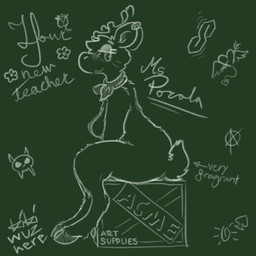 anthro antlers big_butt box breasts butt chalkboard container crate ear_piercing ear_ring featureless_breasts female fluffy fur half-closed_eyes hooves horn kerchief looking_at_viewer mature_female narrowed_eyes neckerchief neckwear nude piercing reindeer_antlers ring_piercing simple_background sitting solo tail tail_tuft teacher text thick_thighs tuft sewiggler acme ms._porola deer mammal new_world_deer reindeer 1:1 2026 absurd_res digital_media_(artwork) english_text hi_res