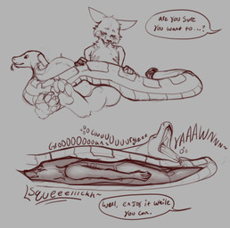 anthro death digestion fatal oral size_difference vore canid canine fox mammal reptile scalie snake absurd_res hi_res