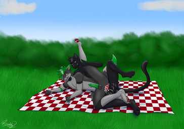 animal_genitalia animal_penis anthro asphyxiation bedding begging blanket bodily_fluids choking cum cum_inside duo ejaculation genital_fluids genitals grass green_penis knot knotted_penis knotting male male/male outside outside_sex penis picnic plant pleading_eyes public public_exposure public_nudity public_sex sex tongue tongue_out reddyexe reddy_orlliensys canid canine canis coyote domestic_cat felid feline felis mammal absurd_res hi_res