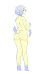 anthro areola big_breasts big_butt black_nose blue_areola blue_body blue_fur blue_hair blue_nipples breasts butt dipstick_tail eyebrow_through_hair eyebrows eyes_closed female floppy_ears fur gloves_(marking) hair leg_markings lop_ears markings nipples nude open_mouth rear_view short_hair simple_background socks_(marking) solo tail tail_markings thick_eyebrows thick_thighs translucent translucent_hair white_background wide_hips yellow_body yellow_fur miliandpaint animal_crossing nintendo daisy_(animal_crossing) canid canine canis domestic_dog mammal absurd_res hi_res