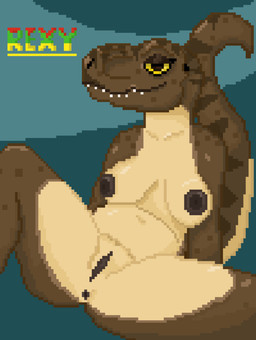 abstract_background anthro anthrofied anus areola bedroom_eyes belly breasts brown_anus brown_areola brown_body brown_nipples brown_vulva closed_smile countershade_torso countershading female genitals glistening glistening_body glistening_skin half-closed_eyes mouth_closed name_drop narrowed_eyes navel nipples non-mammal_breasts non-mammal_navel non-mammal_nipples non-mammal_vulva nude pose presenting presenting_anus presenting_vulva seductive sitting slightly_chubby smile solo spread_legs spreading striped_body stripes tail tan_belly teeth vulva yellow_sclera 5up3rfr34k jurassic_park universal_studios rexy_(jurassic_park) dinosaur prehistoric_species reptile saurischian scalie theropod tyrannosaurid tyrannosauroid tyrannosaurus tyrannosaurus_rex pinup