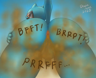 3_toes anthro anus balls big_butt blue_body blue_fur butt fart fart_cloud fart_fetish farting_at_viewer feet foreskin fur genitals glistening glistening_body hand_on_butt looking_at_viewer looking_back looking_back_at_viewer low-angle_view male penis presenting rear_view simple_background sky solo tail toes wide_hips worm's-eye_view young young_male drain_scat nintendo pokemon generation_4_pokemon pokemon_(species) riolu 2025 absurd_res hi_res