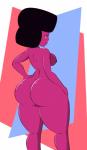 3_eyes apron big_breasts big_butt breasts butt clothing curvy_figure female fusion hair huge_butt looking_at_viewer looking_back multi_eye nipples not_furry nude red_body red_skin short_hair simple_background smile solo thick_thighs voluptuous wide_hips americananomaly_(artist) cartoon_network steven_universe garnet_(steven_universe) alien alien_humanoid garnet_(gem_species) gem_(species) gem_fusion humanoid mammal hi_res