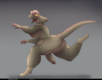 anthro big_breasts big_butt big_penis bodily_fluids breasts butt crazy_eyes curvy_figure flaccid freckles genitals gynomorph intersex nipple_piercing nipples nude penis piercing running saliva simple_background solo thick_thighs tongue tongue_out wide_hips photolol.03 riamay_(photolol.03) dilophosaurid dilophosaurus dinosaur prehistoric_species reptile saurischian scalie theropod hi_res