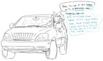 anthro car dialogue inner_ear_fluff inside_car inside_vehicle leaning male possession shocked simple_background small_waist solo text tuft vehicle worried vanillayote lexus_(car) rain_(vanillayote) canid canine canis coyote mammal 2021 black_and_white digital_media_(artwork) english_text hi_res monochrome story story_in_description nonbinary_(lore)