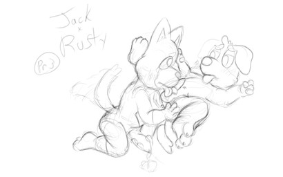 anthro duo genitals licking male male/male nude oral penile penis penis_lick sex tongue young somestickygoo bluey_(series) jack_russell_(bluey) rusty_(bluey) canid canine canis domestic_dog hunting_dog jack_russell_terrier mammal terrier 16:10 hi_res monochrome sketch unfinished widescreen