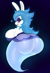 anthro bedroom_eyes big_breasts big_butt blue_hair breasts butt clothing dress female glistening_eyelids hair heart_symbol huge_breasts huge_butt long_hair looking_at_viewer looking_back narrowed_eyes open_mouth pupils purple_eyes seductive solo white_body kingofacesx mario_bros mario_plus_rabbids_sparks_of_hope nintendo raving_rabbids rayman_(series) ubisoft midnite_(mario_plus_rabbids) ghost lagomorph leporid mammal rabbid rabbit spirit digital_media_(artwork) hi_res