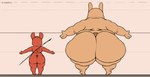 anthro big_butt black_eyes butt duo fur huge_butt male melee_weapon nude obese obese_anthro obese_male on_ground overweight overweight_anthro overweight_male polearm rear_view red_body red_ears red_fur size_difference spear standing thick_thighs weapon weapon_on_back yellow_body yellow_ears yellow_fur axoarts rain_world videocult gourmand_(rain_world) hunter_(rain_world) slugcat digital_media_(artwork) hi_res model_sheet