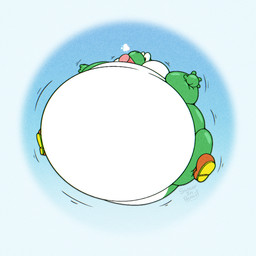 air_inflation air_tank_in_mouth anthro belly belly_expansion big_belly big_cheeks big_hands big_tail black_eyes blue_background body_inflation brown_clothing brown_footwear brown_shoes cheek_expansion clothing expansion floating footwear footwear_only green_body green_nose green_tail hand_expansion helium_tank huge_belly huge_cheeks huge_tail huge_thighs hyper hyper_belly hyper_cheeks hyper_inflation hyper_tail hyper_thighs immobile inflation male mostly_nude motion_lines multicolored_body puffed_cheeks round_body shoes shoes_only simple_background solo spherical_inflation swelling tail tail_expansion thick_thighs thigh_expansion three-quarter_view two_tone_body two_tone_tail white_background white_body white_tail swearinpencil mario_bros nintendo yoshi_(character) yoshi 1:1 2026 colored digital_media_(artwork) flat_colors