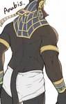 anthro armband back_muscles biped black_body black_fur black_nose black_tail clothed clothing egyptian egyptian_clothing egyptian_headdress fur male muscular muscular_anthro muscular_male solo standing tail topless topless_anthro siki_sai_ken egyptian_mythology middle_eastern_mythology mythology anubis anubian_jackal canid canine canis deity jackal mammal 2025 colored hi_res