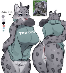 anthro anus big_breasts biped blue_eyes blush bottomless bottomless_anthro bottomless_female breasts clothed clothed_anthro clothed_female clothing female front_view fur genitals grey_body grey_fur grey_spots grey_tail inner_ear_fluff markings partially_clothed partially_clothed_anthro partially_clothed_female rear_view solo spots spotted_body spotted_fur spotted_markings spotted_tail tail tail_markings teeth topwear topwear_only tuft vulva buta99 felid feline mammal pantherine snow_leopard 2025 absurd_res digital_drawing_(artwork) digital_media_(artwork) hi_res