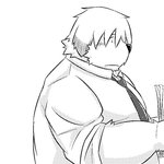 anthro belly clothing kemono male necktie overweight overweight_anthro overweight_male shirt simple_background solo topwear white_background emufu canid canine canis domestic_dog mammal 1:1 2014 monochrome