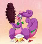 dildo feral male ribbed_dildo sex_toy solo tail unwrapping smushpretzel nintendo pokemon lips_(soursylveon) generation_6_pokemon goodra pokemon_(species) absurd_res hi_res