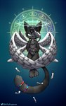 angelic beaded_jewelry beads black_body black_fur collar feathered_wings feathers feral flying fur green_eyes halo holy jewelry kandi_(jewelry) male solo spiked_collar spikes wings mellyespeon angel domestic_cat felid feline felis mammal hi_res