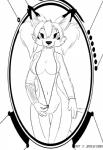 2013 anthro biped breasts canid canine clothing digital_media_(artwork) female fox fur hair hi_res jamesfoxbr jully_figthers looking_at_viewer mammal monochrome multi_tail open_mouth simple_background smile solo standing tail teeth tongue undressing white_background