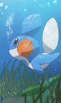 air_bubble ambiguous_gender belly black_eyes blue_body blue_fin blue_paws cheek_gills day feral fin gills head_fin orange_gills outside quadruped shadow solo swimming tail tail_fin underwater water white_belly white_tail nullma nintendo pokemon generation_3_pokemon mudkip pokemon_(species) 2023 colored digital_media_(artwork) digital_painting_(artwork) hi_res painting_(artwork) signature