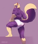 anthro balls_outline bulge butt clothed clothing detailed_bulge genital_outline looking_at_viewer looking_back looking_back_at_viewer male muscular muscular_anthro muscular_butt presenting presenting_hindquarters raised_tail solo tail thick_tail underwear underwear_only saintbullart archer_the_skunk mammal mephitid skunk hi_res