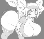 anthro big_breasts big_butt bottomless breasts butt cleavage cleavage_overflow clothed clothing external_gills female freckled_breasts freckled_butt freckles gills grey_background hair huge_breasts huge_butt legwear long_tail short_hair simple_background tail text thick_thighs thigh_highs rollerlane vitzy_(vitzypie) amphibian axolotl marine mole_salamander salamander artist_name greyscale hi_res monochrome signature