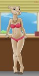 adolescent anthro bikini bracelet clothed clothing female fur hooved_fingertips jewelry navel necklace nipple_outline solo swimwear tan_body tan_fur two-piece_swimsuit young young_female inured study_partners chloe_(study_partners) camel camelid mammal absurd_res hi_res