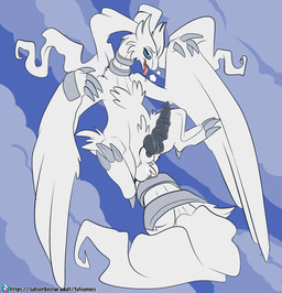 accessory animal_genitalia animal_penis balls bedroom_eyes blue_eyes chest_tuft claws erection eyebrows feral finger_claws flying front_view furgonomics genitals hybrid_genitalia hybrid_penis jewelry knot looking_at_viewer male medial_ring narrowed_eyes neck_ring open_mouth outside penis quadruped ring seductive solo tail tail_accessory tail_jewelry tail_ring teeth tongue tongue_out tuft white_body winged_arms wings fuf nintendo pokemon generation_5_pokemon legendary_pokemon pokemon_(species) reshiram 2022 hi_res