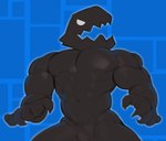 2024 5_fingers abs abstract_background absurd_res biceps black_body black_claws blue_background bulge claws deltoids empty_eyes featureless_chest finger_claws fingers for_a_head front_view geometry_dash hi_res humanoid kogito male male_humanoid monster_(geometry_dash) muscular muscular_humanoid muscular_male navel not_furry nude nude_humanoid nude_male object_head obliques open_mouth pecs sharp_teeth simple_background solo standing teeth white_eyes