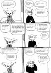 anthro clothed clothing dialogue duo male shocked simple_background text white_background bernielover disney zootopia finnick_(zootopia) canid canine fennec_fox fox lagomorph mammal mouse murid murine rodent true_fox black_and_white comic english_text hi_res monochrome