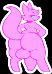 anthro balls big_butt butt fur genitals half-closed_eyes looking_at_viewer looking_back male narrowed_eyes nude pink_body pink_fur raised_tail solo standing tail thick_thighs deadsector aimkid_(copyright) soft_fuzzy_man_(aimkid) alpha_channel