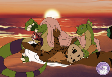 2_penises animal_genitalia animal_penis beach bedding blanket bodily_fluids cum cum_on_head genital_fluids genitals hair hemipenes male male/male multi_genitalia multi_penis oral pawpads paws penis penis_nursing saliva white_hair hyperchibiabsol mythology shassy dragon hybrid hyena iguana iguanid lizard mammal mythological_creature mythological_scalie reptile scalie absurd_res hi_res