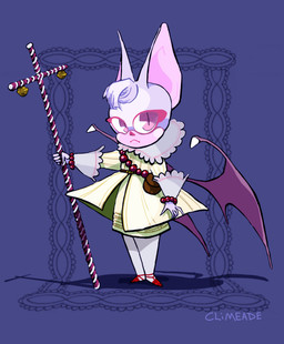 ambiguous_gender anthro biped christian_symbol clothed clothing cross crossdressing dress eyelashes footwear fur hair jewelry legwear religion religious_symbol royalty shoes simple_background slim solo standing tights wings young young_anthro triplecancer christianity bat mammal digital_drawing_(artwork) digital_media_(artwork) full-length_portrait portrait