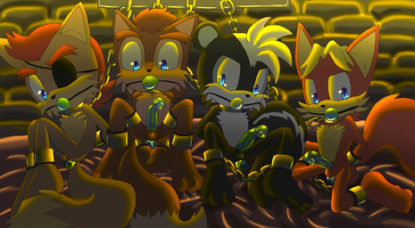 annoyed anthro ball_gag bdsm bodily_fluids bound condom cum dungeon gag gagged genital_fluids group male prison sad sexual_barrier_device angelofhapiness archie_comics mobius sega sonic_the_hedgehog_(archie) sonic_the_hedgehog_(comics) sonic_the_hedgehog_(series) amadeus_prower antoine_d'coolette elias_acorn geoffrey_st._john canid canine canis coyote fox ground_squirrel mammal mephitid rodent sciurid skunk hi_res