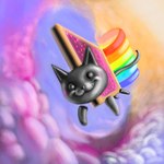 ambiguous_gender cloud feral food quadruped rainbow rainbow_trail solo space star tail jaiantfakinfeygot nyan_cat:_the_third_dimension_the_movie nyan_cat_(copyright) pop-tarts nyan_cat domestic_cat felid feline felis food_creature hybrid mammal 16:10 meme widescreen