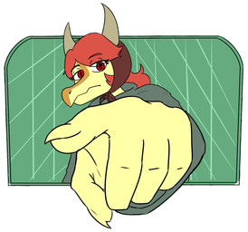5_fingers abstract_background anthro claws clothing eyelashes female finger_claws fingers gesture hair hand_gesture hat headgear headwear looking_at_viewer pointing pointing_at_viewer red_eyes red_hair scales snout solo yellow_body yellow_scales jacket_ignites cavemanon_studios puppet_pals snoot_game schizo_chan_(snoot_game) compsognathid compsognathus dinosaur prehistoric_species reptile saurischian scalie theropod 2024 digital_drawing_(artwork) digital_media_(artwork) hi_res