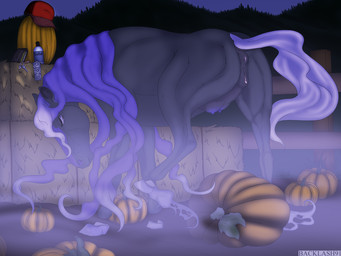 animal_genitalia animal_vulva anus black_body black_fur condom_wrapper equine_genitalia equine_teats equine_udders equine_vulva eyes_closed female feral food fruit fur genitals hair hooves lube_bottle night outside plant pumpkin purple_hair quadruped solo teats udders vulva wallet backlash91 conditional_dnp nintendo pokemon equid equine generation_8_pokemon ghost legendary_pokemon mammal pokemon_(species) spectrier spirit 4:3 hi_res