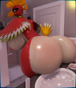 anthro big_breasts big_butt breasts butt butt_focus curvy_figure feathers female glistening glistening_body glistening_butt huge_butt nipples rear_view red_body shaking_butt sink solo thick_thighs twerking voluptuous voluptuous_anthro voluptuous_female water sound_warning xlkev nintendo pokemon avian generation_2_pokemon ho-oh legendary_pokemon pokemon_(species) 3d_(artwork) 3d_animation animated digital_media_(artwork) hi_res loop short_playtime sound video