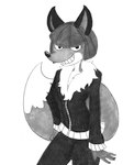 absurd_res canid canine claudette_dupri claws clothed clothing efradraws female fox fox_tail gloves hair handwear hi_res leather_suit mammal new_looney_tunes red_hair redesign solo