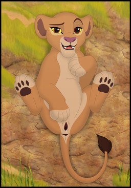 black_border border female feral fur genitals male solo vulva young young_feral kaion disney the_lion_guard the_lion_king kiara_(the_lion_king) felid lion mammal pantherine hi_res