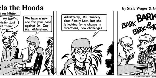 angry anthro barking breasts clothed clothed_female clothed_male clothing dialogue ears_back eyewear female fur glasses group hair humanoid_pointy_ears male open_mouth paper pivoted_ears pointy_ears text style_wager dela_the_hooda jane_(dela_the_hooda) millie_tunnely mrs._aldershaw canid canine fox hooda human humanoid mammal 2000 comic english_text greyscale monochrome