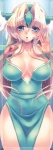 big_breasts blonde_hair blue_clothing blue_dress blue_eyes blush breasts clothing curious dress female glass hair long_hair looking_at_viewer not_furry open_mouth solo standing no._108 trials_of_mana riesz_(trials_of_mana) human mammal hi_res