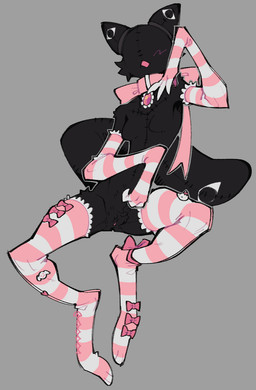 3_fingers anthro armwear black_body breasts clothing collar digitigrade elbow_gloves eyeless featureless_breasts female female_anthro fingers genitals gloves grey_background handwear legwear long_arms long_legs multicolored_armwear multicolored_clothing multicolored_elbow_gloves multicolored_gloves multicolored_handwear multicolored_legwear multicolored_thigh_highs open_mouth pattern_armwear pattern_clothing pattern_elbow_gloves pattern_gloves pattern_handwear pattern_legwear pattern_thigh_highs pink_armwear pink_clothing pink_elbow_gloves pink_gloves pink_handwear pink_legwear pink_thigh_highs plushie simple_background sitting solo striped_armwear striped_clothing striped_elbow_gloves striped_gloves striped_handwear striped_legwear striped_thigh_highs stripes thigh_highs two_tone_armwear two_tone_clothing two_tone_elbow_gloves two_tone_gloves two_tone_handwear two_tone_legwear two_tone_thigh_highs unusual_anatomy vulva white_armwear white_clothing white_elbow_gloves white_gloves white_handwear white_legwear white_thigh_highs btascandalist animate_inanimate living_plushie unknown_species hi_res nonbinary_(lore)