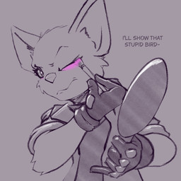 anthro applying_makeup clothed clothing dialogue eyelashes female gloves handwear jacket makeup makeup_brush mirror one_eye_closed open_clothing open_jacket open_topwear personal_grooming pointy_ears prick_ears selective_coloring shirt text topwear salemizmir nintendo star_fox katt_monroe domestic_cat felid feline felis mammal 1:1 english_text hi_res monochrome