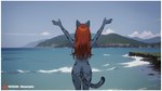 anthro beach border butt female hair nude nude_female red_hair solo summer water white_border monarquis momo_(monarquis) felid mammal pantherine snow_leopard 16:9 absurd_res cool_colors digital_media_(artwork) digital_painting_(artwork) hi_res wallpaper widescreen