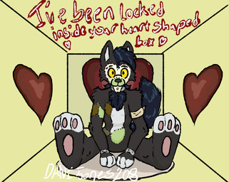 anthro armband collar cuffs_(clothing) dark_body dark_fur fur male n3uroacid piercing solo stitched_body yellow_eyes nirvana canid canine canis mammal wolf